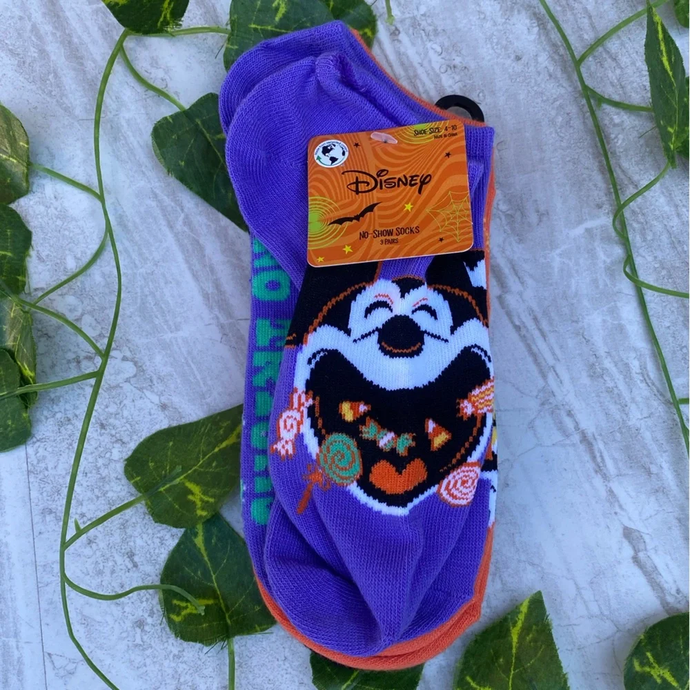 Disney Mickey Minnie Halloween Socks 3 Pair Set Womens Pumpkin Fall Autumn World